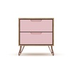 Manhattan Comfort Rockefeller 10-Drawer Dresser, 3-Drawer Dresser and 2-Drawer Nightstand in Nature and Rose Pink 178GMC6